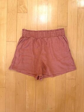 Blank NYC Casual Elastic Waist Pull-On Linen Shorts XS NWT Clay Orange